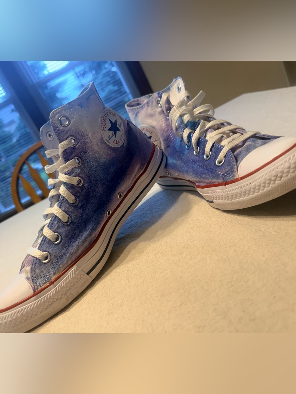 CUSTOM Converse High Top Sneakers - Purple and Blue Tie-Dye - READ MY STORY!